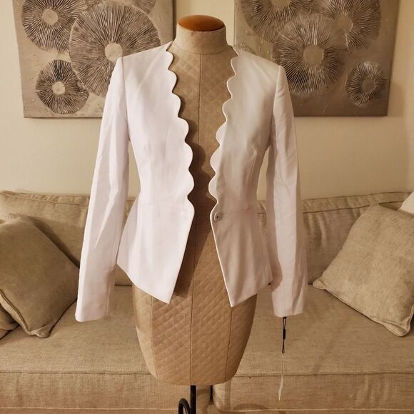 Calvin Klein Petite Scalloped Open-Front Jacket size 6P in White - NEW - Picture 4 of 14